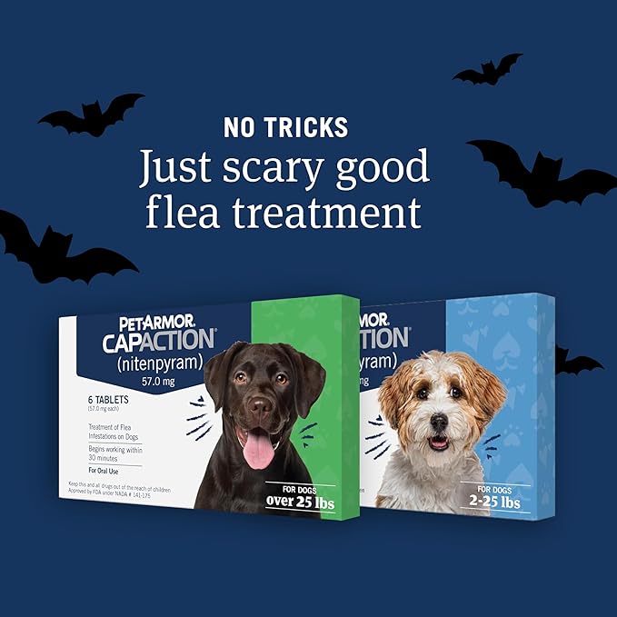 PetArmor CAPACTION (nitenpyram) Oral Flea Treatment for Dogs, Fast Acting Tablets Start Killing in 30 Minutes, Small Dog Flea Treatment 2-25 lbs, 6 Doses