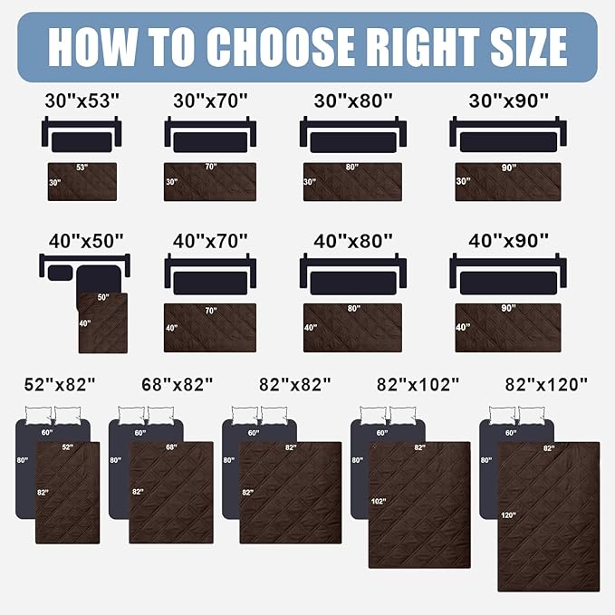 Smiry Waterproof Dog Bed Cover Pet Blanket, Soft Washable Dog Blanket for Furniture Bed Couch Sofa Reversible, Checkered (40"x50", Chocolate/Dark Grey)