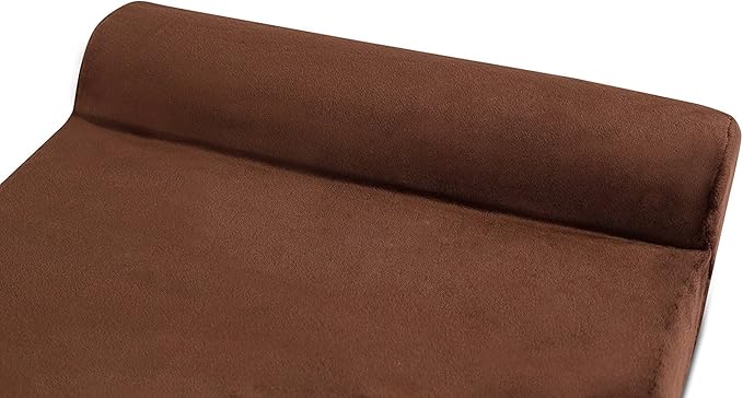 Internet's Best Memory Foam Lounger Pet Bed - Large - 48 x 30 Inch - Ultra Soft Plush Pet Bed - Headrest Pillow Top - Brown