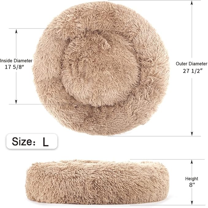 NOYAL Calming Dog Bed Donut Anti Anxiety Fluffy Dog Bed for Small Medium Dog and Cat