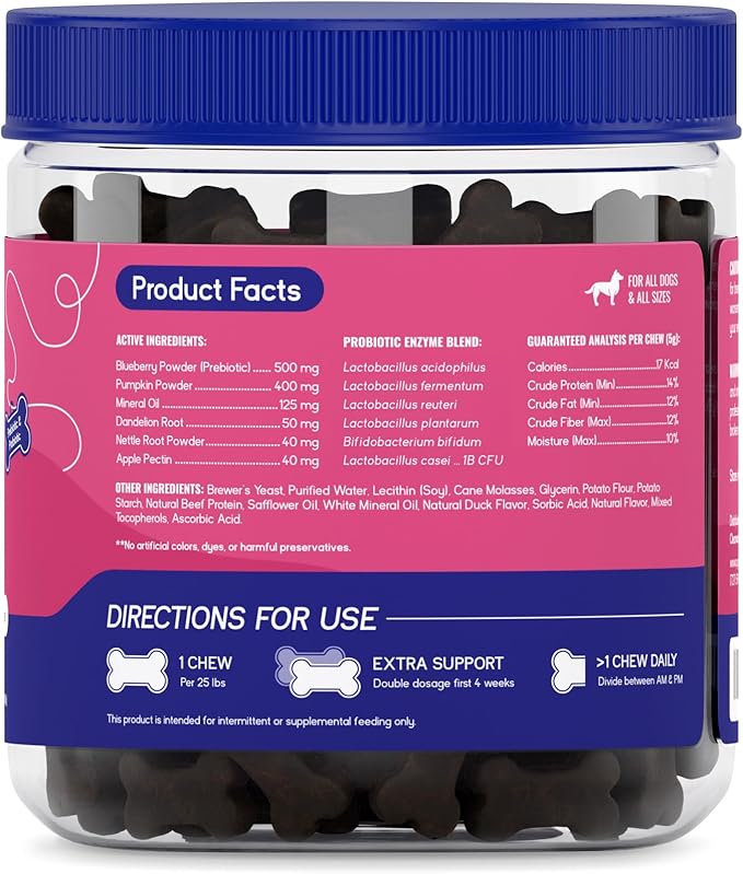 PupGrade 2-Pack Calming and Digestive Support Chews for Dogs - Natural Muscle Relaxant - Prebiotic and Probiotic Supplement with Enzyme Blend - 120 Chews Total