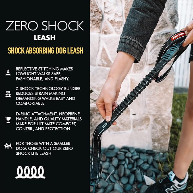 EzyDog Zero Shock Dog Leash - Shock Absorbing Bungee Leash for Dogs That Pull or Excite - Dual Handle and Reflective for Large, Medium, or Small Dogs (48-Inch, Green Camo)