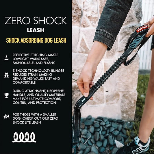 EzyDog Zero Shock Dog Leash - Shock Absorbing Bungee Leash for Dogs That Pull or Excite - Dual Handle and Reflective for Large, Medium, or Small Dogs (25-Inch, Pink)