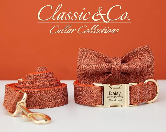 Custom Engraved Dog Collar with Name and Phone Number, Personalized for Small, Medium, and Large Dogs (Tweed)