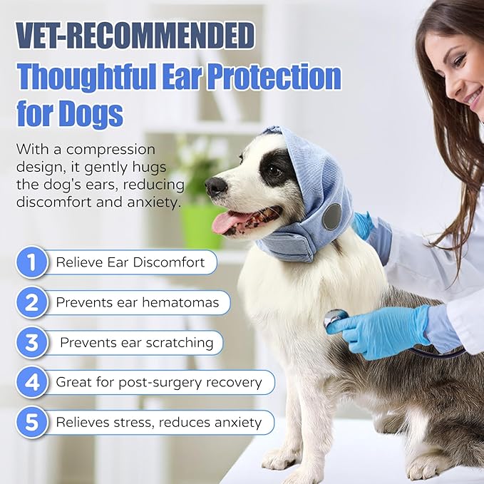Dog Calming Hoodie, Reducing Noise Wrap Ear Muffs Noise Protection Dog Head Warp