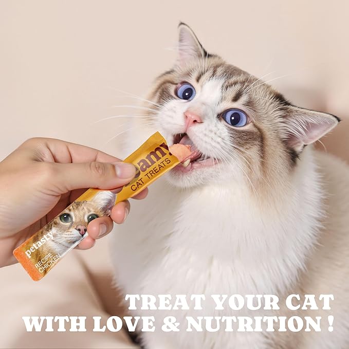 PETASTY Lickable Cat Treats, High Moisture Hydrating Creamy Puree Squeeze Tubes, Variety Pack, 20 Tubes 0.5oz, Grain-Free, Omega Oils & Vitamin E, Skin & Coat Health, Digestive and Immune Support