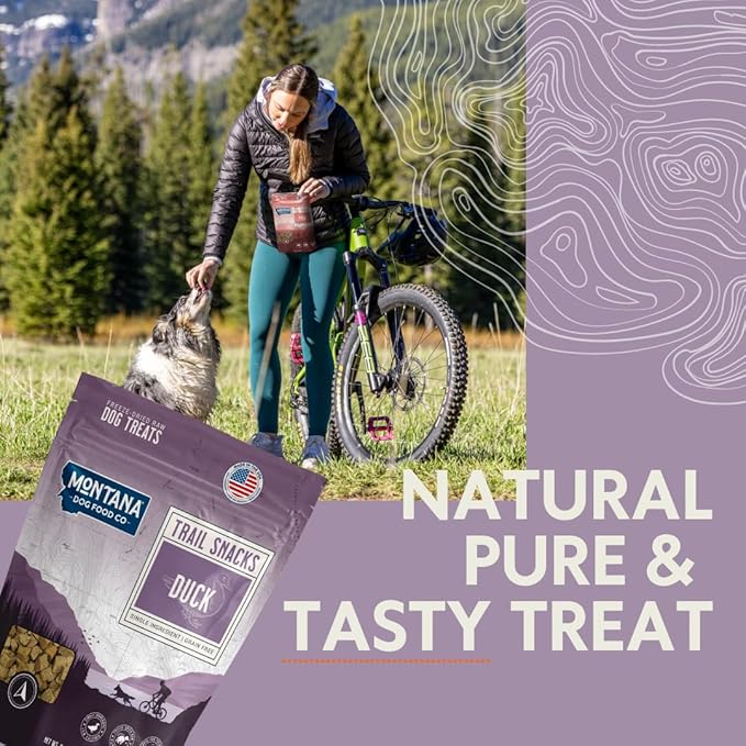 MONTANA DOG FOOD CO. Freeze-Dried Duck Neck Dog Treats – 100% Natural, Single Ingredient, High Protein, Grain-Free, Made in USA – 3 oz Bag