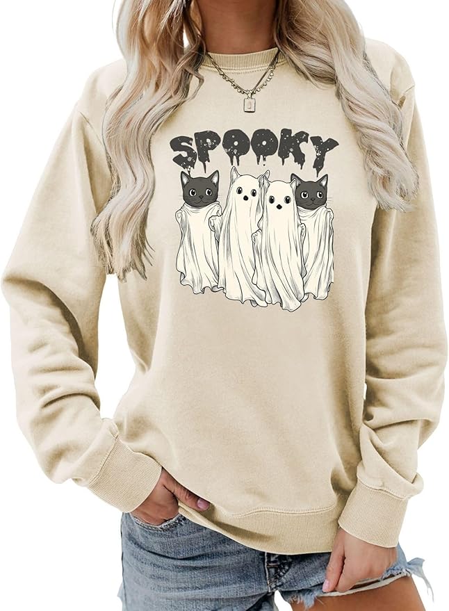 Womens Cat Print Hoodies Trendy Funny Cat Graphic Long Sleeve Sweatshirt Y2k Streetwear Hooded Pullover Tops