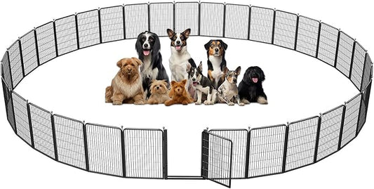 Dog Playpen Outdoor, 40 inch 32 Panels Dog Fence with Extra Wide Gate No-Tripped Pet Playpen Rustproof Dog Pen Indoor Puppy Playpen for Temporary Containment Portable Pet Fence for RV Camping