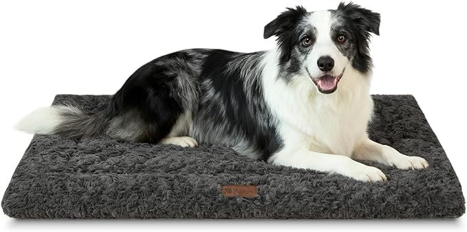 Fluffy Reversible Dog Bed Mat - Ultra Soft & Machine Washable Dog Crate Pad fit for Metal Kennel, Cozy Sleeping Mat, 47" x 29", Gray