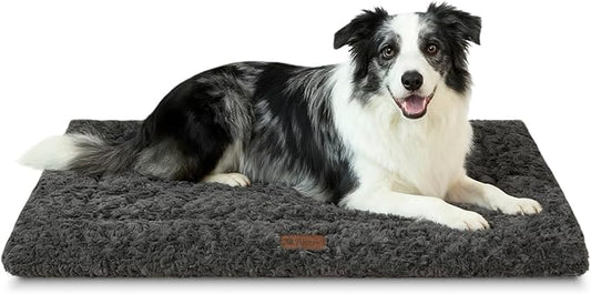 Fluffy Reversible Dog Bed Mat - Ultra Soft & Machine Washable Dog Crate Pad fit for Metal Kennel, Cozy Sleeping Mat, 41" x 27", Dark Gray