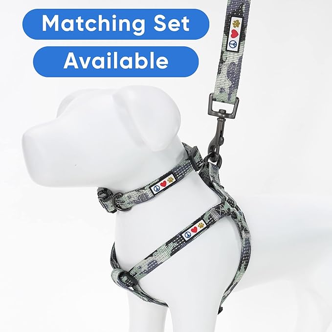 Pawtitas Reflective Dog Collar - Adjustable, Large Dog & Puppy Collar - Camouflage Grey