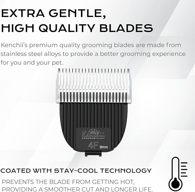 Kenchii Flash Clipper Blade (4F,9mm) Only Compatible with Flash Clipper,Black & White