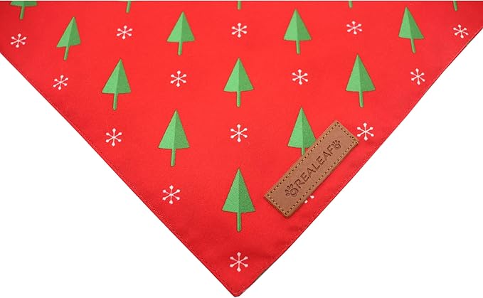 Realeaf Christmas Dog Bandanas 2 Pack, Reversible Red Green Xmas Dog Scarf for Boy and Girl, Premium Durable Fabric, Holiday Bandana for Small Medium Large and Extra Large Dogs (Small)