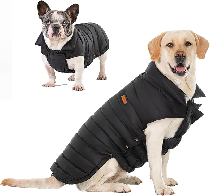 SPACE LION Puffer Jacket, Down Winter Coat, Waterproof, Windproof, Lightweight Jacket, Adjustable Fit for Large Dogs(BlackGrey,2XL)