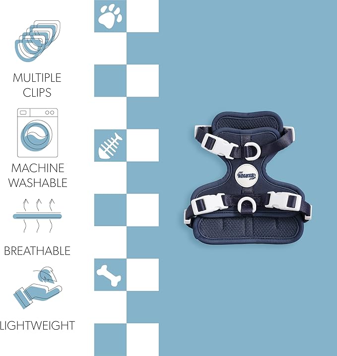 HNS1000J Arlo Extra Small Adjustable Soft Padded No Pull Pet Harness with 3 Buckles and 3 Leash Clips, Highball