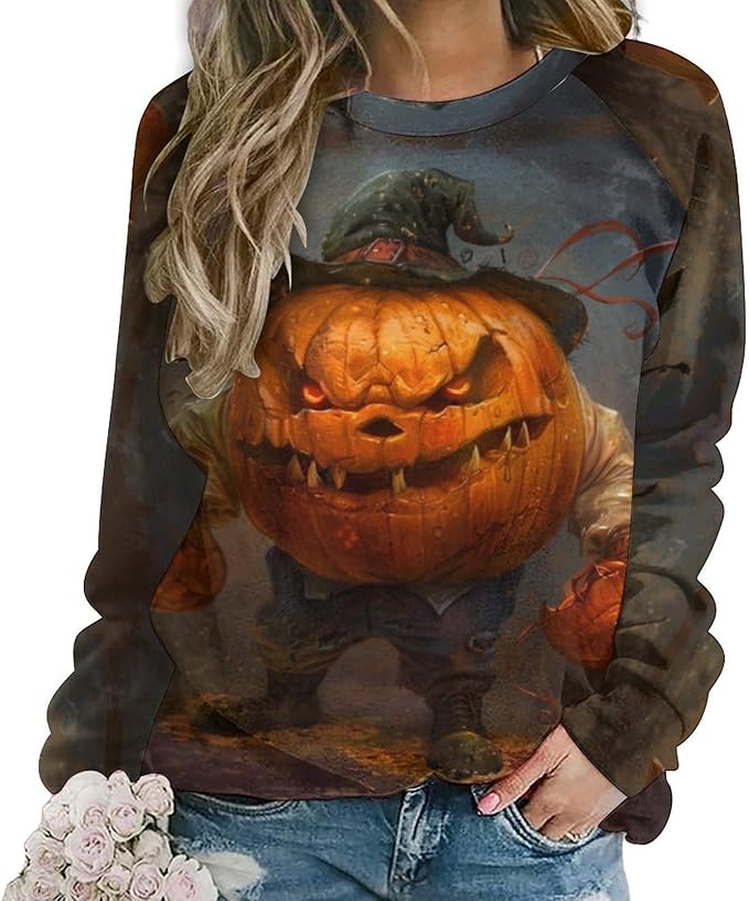 Womens novelty funny cat printed crewneck sweatshirt casual loose long sleeve graphic pullover sweatshirts tops