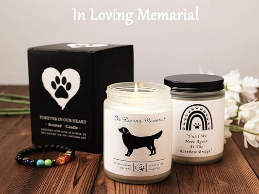Soy Wax Scented Dog Memorial Candle, Loss of Dog Gift Candle, Dog Sympathy Candle, Dog Memorial Gifts for Loss of Dog, Thoughtful Sympathy, Remembrance - 7 Ounces (Golden Retriever)
