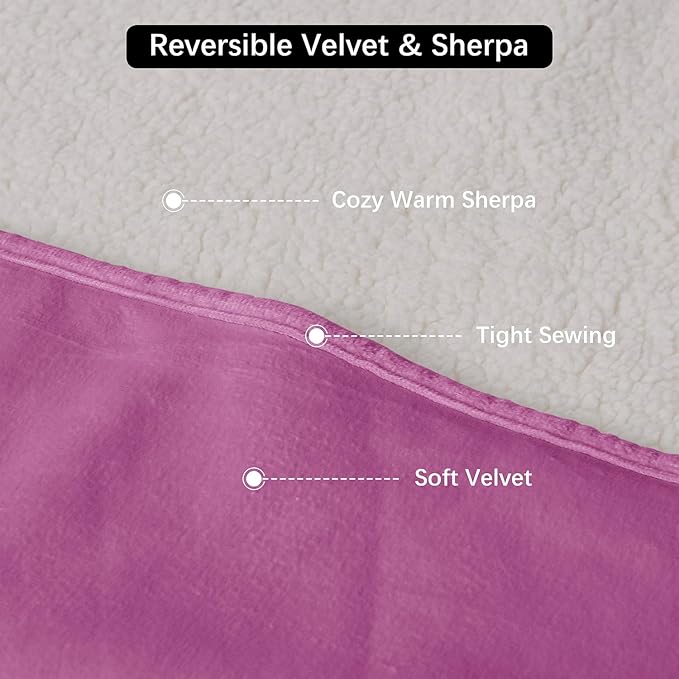 Waterproof Dog Blanket for Couch, Leak Proof Pet Blanket for Indoor Cats, Plush Sherpa Puppy Throw Furniture Protector for Sofa Bed(50"x60",XL,Purple)