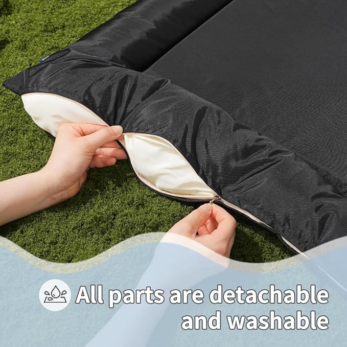 Cat Bed for Cats Crate Oxford Puppy Crate Pad Waterproof Pet Beds Outdoor Cage Mat Easy Rinse Black 24×18×3 Inch