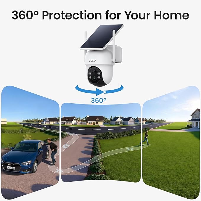 aosu Security Cameras Wireless Outdoor, 6-Cam Kit, No Subscription, Home Station Expandable to 1TB (32GB Built-in), 5MP Solar Camera Wireless Outdoor, 360° Pan & Tilt, Human Auto Tracking, Easy Setup