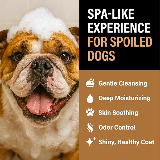 Luxe Foaming Dog Shampoo – Gentle, Moisturizing Pet Wash for Dry & Sensitive Skin – Skin Soothing, Odor Control, Shiny Healthy Coat – 8 fl oz (Cranberry Spice)