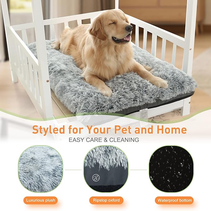 KISYYO Orthopedic Dog Beds for Large Dogs Fixable Deluxe Cozy Dog Kennel Beds for Crates Washable Pet Sofa, Grey (S)
