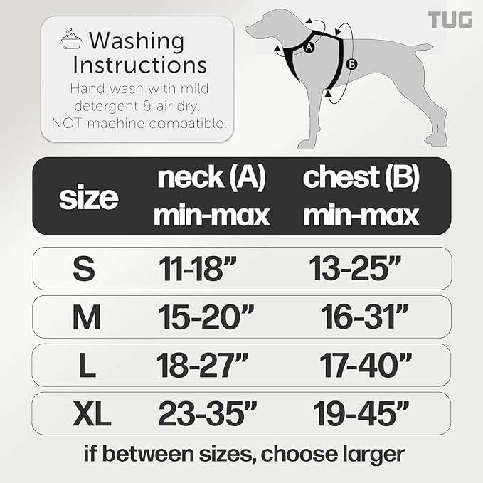 TUG Dog Harness with 2 Leash Connection Points | Adjustable, Padded, Lightweight | Handle on Back | No-Pull Front Clip (XL, Green)
