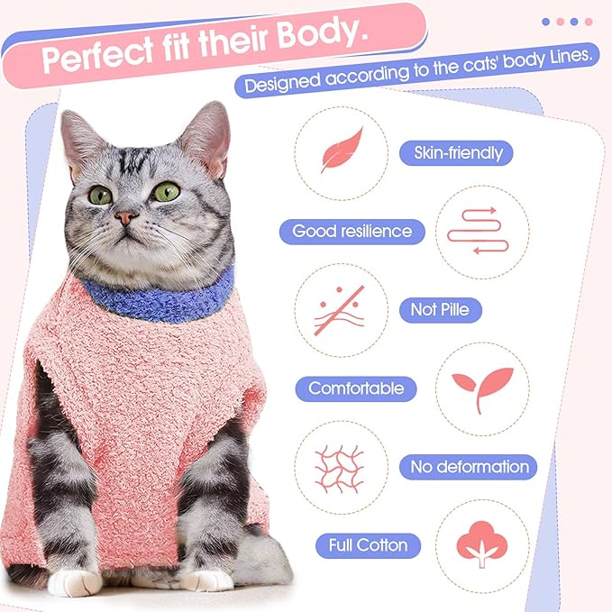 Cat Sweater, Warm Kitten Coat Fleece Vest, Sphynx Hairless Cat Shirts, Soft Pajamas for Cats Only