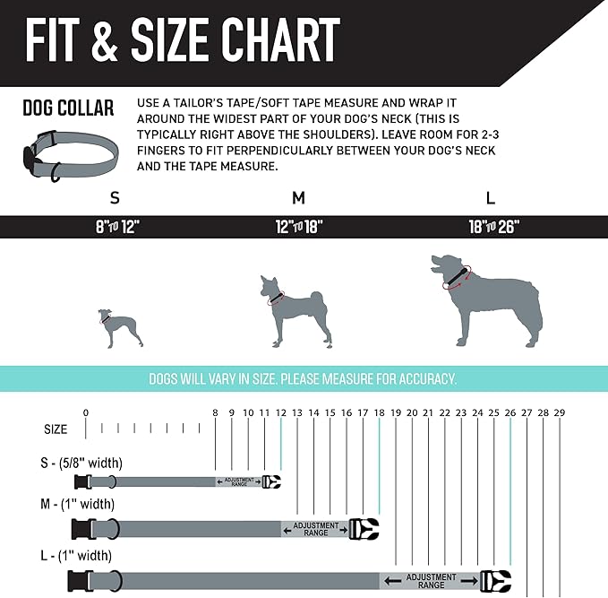 Wolfgang Heavy Duty, Adjustable Dog Collar with Quick Release Nylon Buckle for Walking & Training, MountainVibes Print, Medium