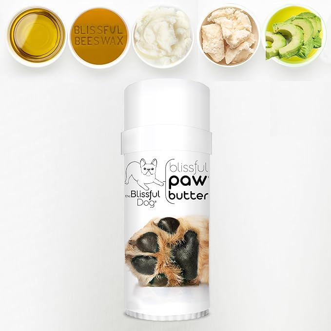 The Blissful Dog Paw Butter, Moisturizer for Dry Paw Pads, Softens and Protects a Rough Paw in Winter, Versatile, Lick-Safe Dog Paw Pad Balm, 3 oz.