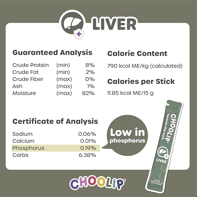 Choolip Squeeze Vita Stick Lickable Cat and Dog Treats – 49-Count Liver Support Sticks with Multivitamins, Soft Squeezable Paste for All Life Stages, Supporting Liver Health - Box with 7 Pouches
