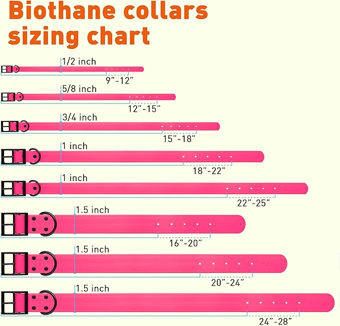Dogline Biothane Coated Webbing Dog Collar with Black Metal Hardware: Durable Easy-Clean Everyday Collar for Dogs - Comfortable Adjustable Odor-Resistant Pet Collar, W1 x L18-22, Passionfruit Pink