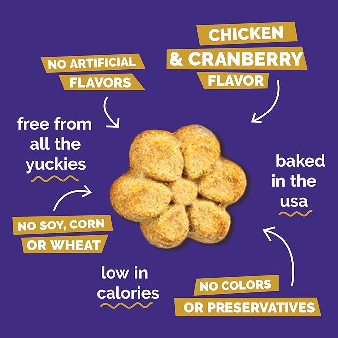 Fruitables Baked Dog Treats, Healthy Pumpkin Treat for Dogs, Low Calorie & Delicious, Free of Wheat, Corn and Soy, Made in The USA, Chicken and Cranberry Flavor, 7 oz