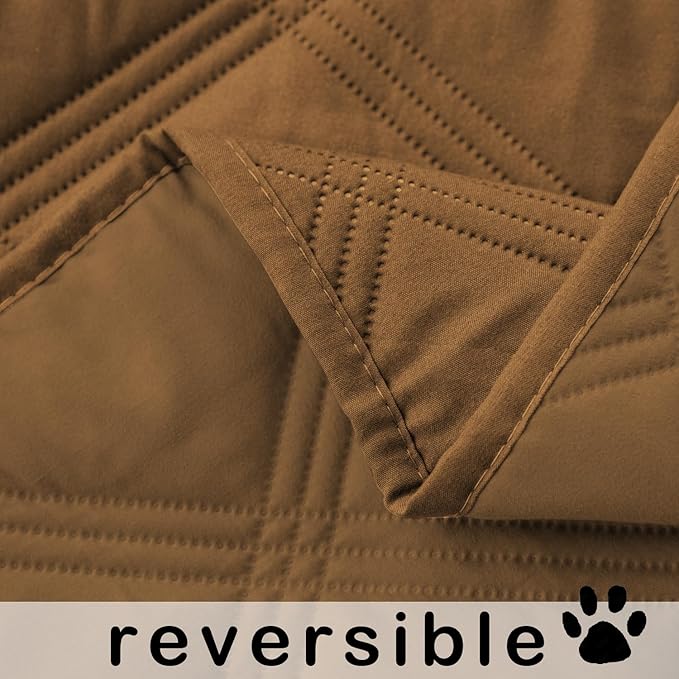 fuguitex Waterproof Dog Blanket Reversible for Small Dogs Resistant Leakproof Washable Couch Cushion Bed Protector Cover for Indoor Furniture Pet Friendly（82"*102",Brown+Brown