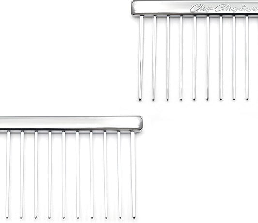 Chris Christensen 9in Coarse Poodle Butter Comb, Groom Like a Professional, Rounded Corners Prevent Friction and Breakage, Solid Brass Spin with Steel Teeth, Chrome Finish