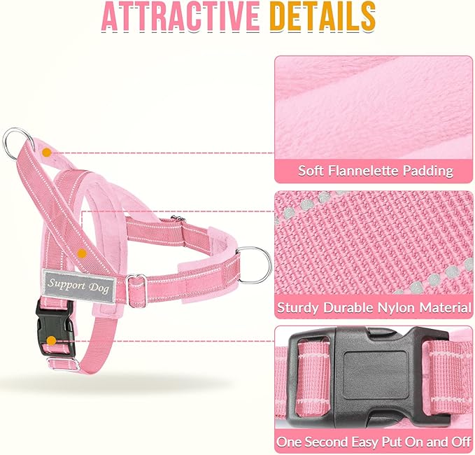 SlowTon No Pull Dog Harness - Heavy Duty Dog Harness and Leash Set for Medium Large Dogs, Reflective Tactical Harness with Soft Padded and Front Clip for Easy Walk and Training (PI, L)