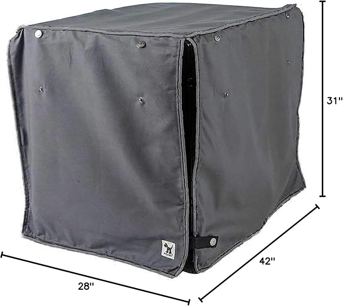 Molly Mutt I'm a Realist Dog Crate Cover, 100% Cotton Canvas Cover with 2 Roll-Up Panels, Ideal for Dog or Cat Crate, Durable, Washable, and Free of Harmful Chemicals, 42" x 28" x 31"