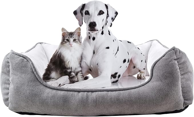 long rich rectangle bolster Pet Bed, Dog bed medium size, Gray With, 25x21x8 Inch (Pack of 1) (HCT-REC-005)