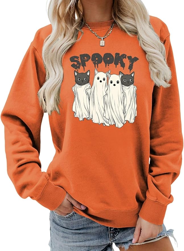 Womens Cat Print Hoodies Trendy Funny Cat Graphic Long Sleeve Sweatshirt Y2k Streetwear Hooded Pullover Tops