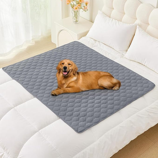 Smiry Waterproof Dog Bed Cover Blanket, Soft Reversible Pet Blanket, Washable Leakproof Cats Dogs Couch Cover for Sofa, Couch, Furniture, Plaid (40x50 Inch, Grey/Dark Grey)