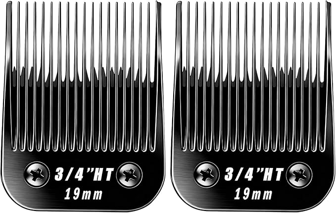2 Pcs Size 3/4HT Detachable Dog Grooming Blades, Compatible with Andis, Oster A5, Wahl KM10 Series Clippers, Cut Length 19mm, Black (3/4HT 19mm, 2Pcs)