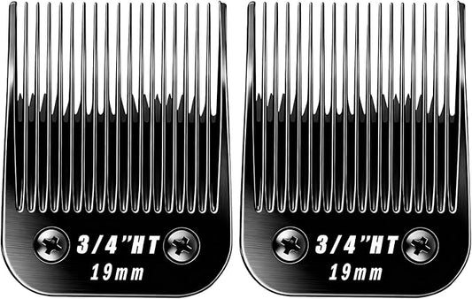 2 Pcs Size 3/4HT Detachable Dog Grooming Blades, Compatible with Andis, Oster A5, Wahl KM10 Series Clippers, Cut Length 19mm, Black (3/4HT 19mm, 2Pcs)