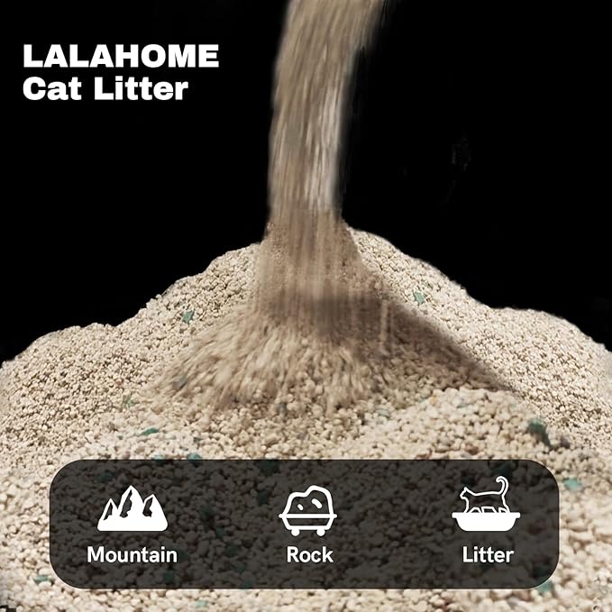 LALAHOME Premium Bentonite Cat Litter Sodium-Based, Clumping Cat Litter, Dust-Free, Strong Durability, Odor Control, Unscented Natural Mineral Formula Kitty Litter Bluk for RealScooper, 3 x 15 lb. Box