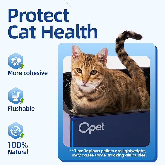 OPET Tapioca Cat Litter, Natural Corn & Cassava Sustainable Ingredients, Quick and Strong Clumping, Flushable, Superior Odor Control, 99.9% Dust Free Kitty Litter 16LB