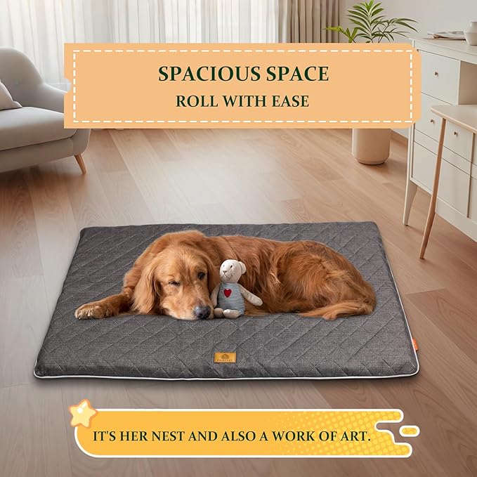 All-Season Dog Bed, Soft & Comfortable Dog Kennel Pad for Crate Durable Mat for Dogs & Cats,Ideal for Crate, Kennel(Black, XX-Large)