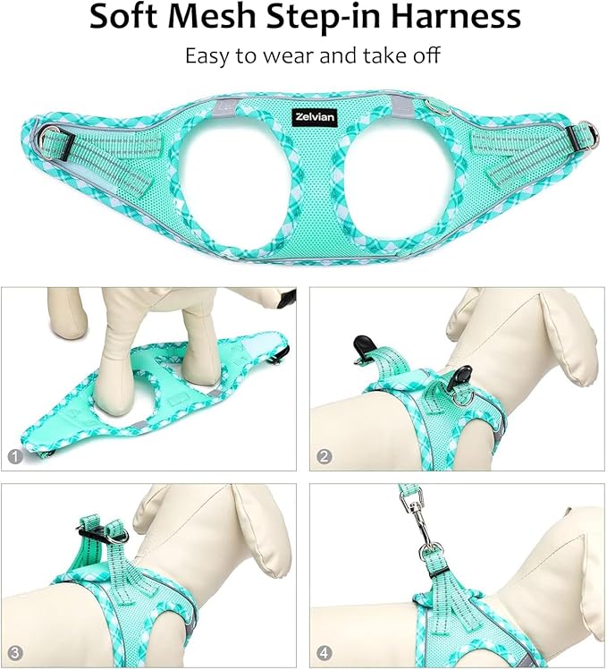 Cat Harness and Leash Set for Walking, Escape Proof Adjustable Soft Mesh Kitten Harness with Reflective Strips, Breathable No-Choke Pet Vest for Small Cats or Puppies(Green,L)