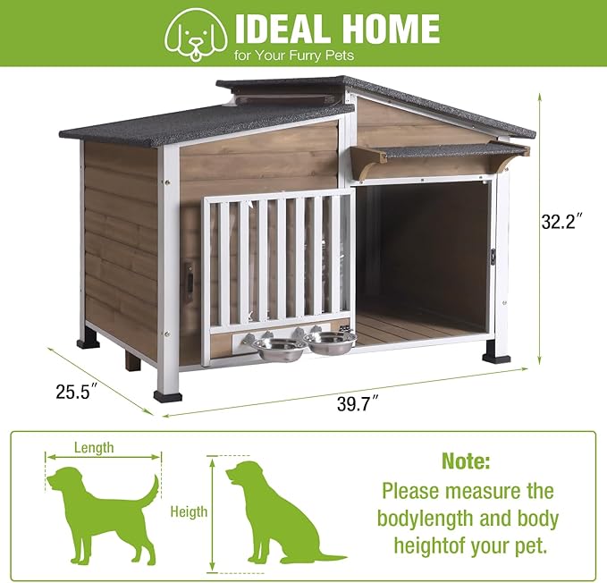 Large Heated Dog House Outdoor XL Insulated Dog House Weatherproof Dog Kennel (Outdoor Dog House (Standard Model), Large Insulated Dog House (AIR7021-Brown))
