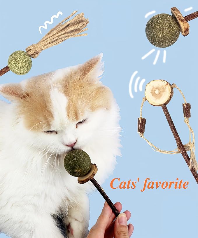 Bigpomelos 3 PCS Natural Catnip Cat Toys Set - Cat Nip Chew Toy with Silver Vine & Sisal Rope for Kitten Teething, Dental Care, Anxiety Relief - Durable Cat Toy for Indoor Cats, Kittens to Adults