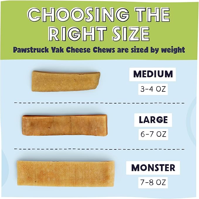 Pawstruck Large Yak Dog Chew (6-7 oz) - Natural Himalayan Yak & Cow Milk/Cheese Long-Lasting, Jumbo Treat for Dog, Best XL Thick Chew Stick - 5 Pack